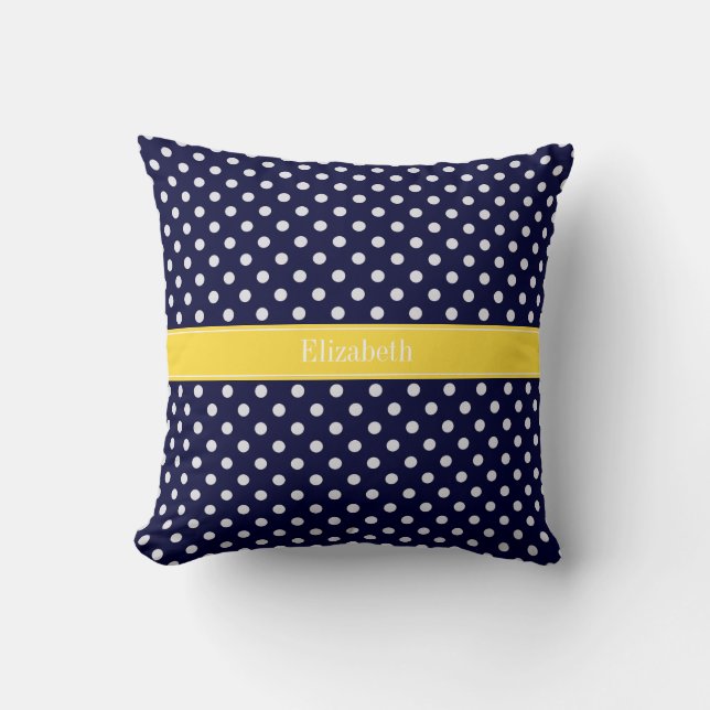 Blåvit vit vit vit Polka dots ananas Namn Monogram Kudde (Framsida)