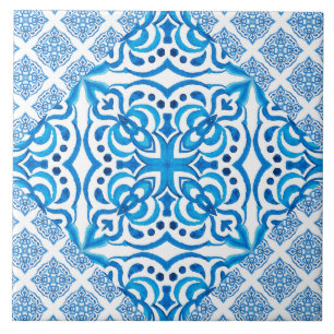 Blåvita azulejos kakelplatta
