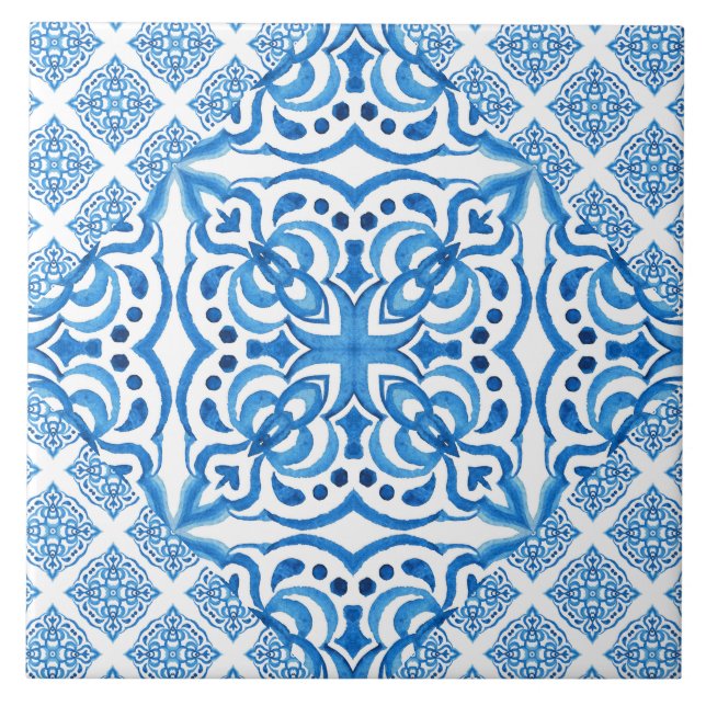 Blåvita azulejos kakelplatta (Framsidan)