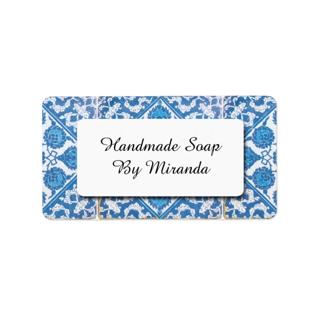 Blåvita bricketiketter för Anpassningsbar av färgb Adressetikett (Framsidan)