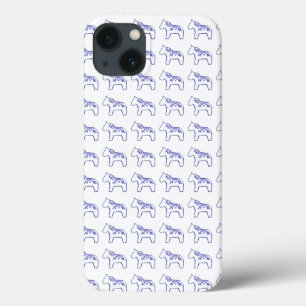 Blåvita dala-häst iphone case