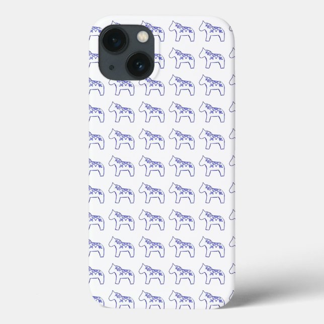 Blåvita dala-häst iphone case (Baksida)