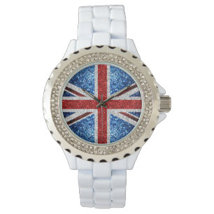 Blåvita flagga glitter armbandsur