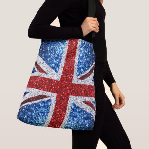 Blåvita flagga glitter axelväska