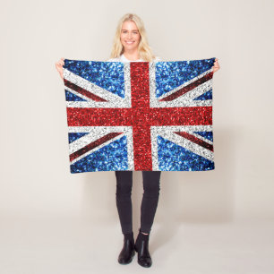 Blåvita flagga glitter fleecefilt