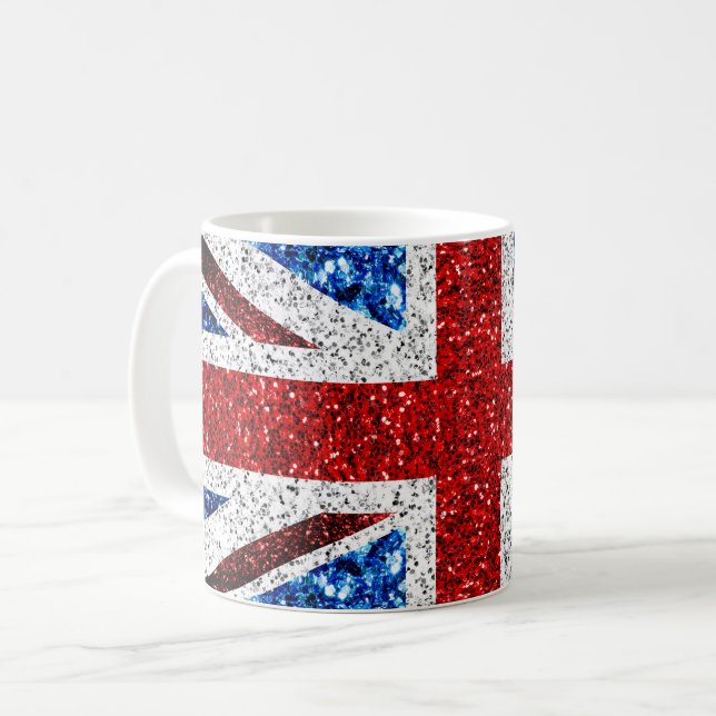 Blåvita flagga glitter kaffemugg (Framsida vänster)