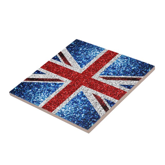 Blåvita flagga glitter kakelplatta (Sidan)