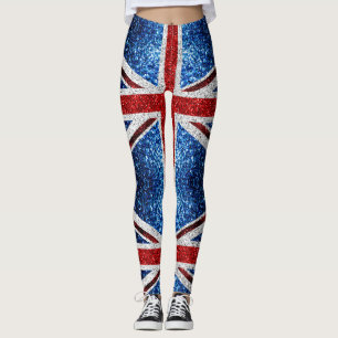 Blåvita flagga glitter leggings