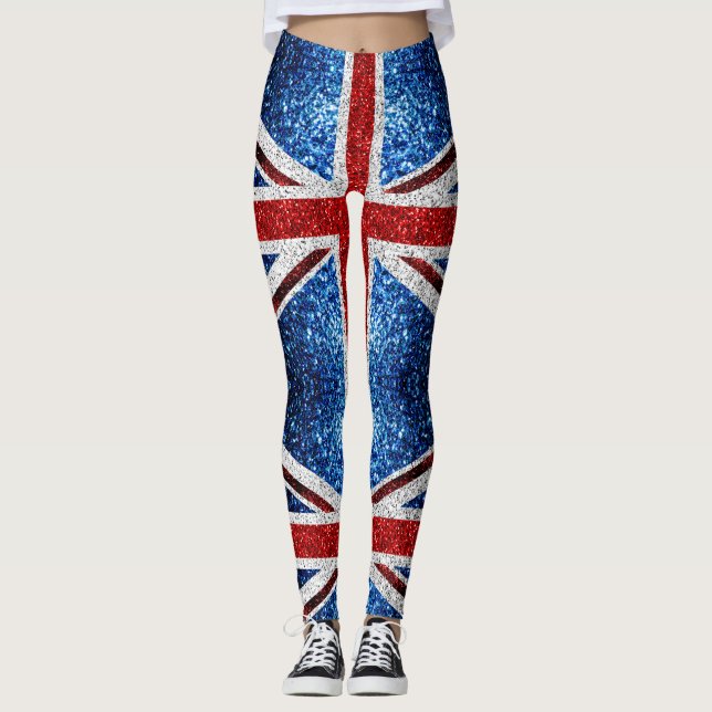 Blåvita flagga glitter leggings (Framsida)
