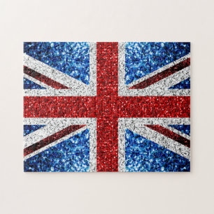 Blåvita flagga glitter pussel