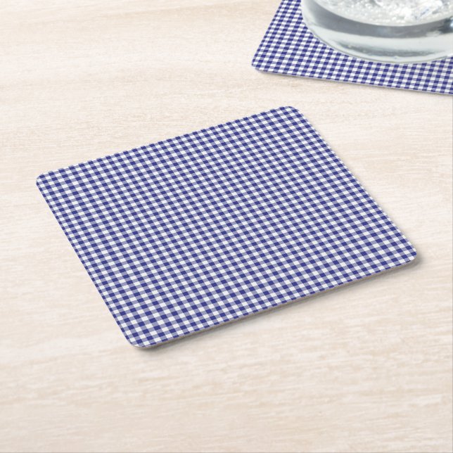 Blåvita Gingham-PULP PAPPRA DRINK COASTERS Underlägg Papper Kvadrat (Vinklad)