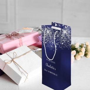 Blåvita glitter-stoftmonogram