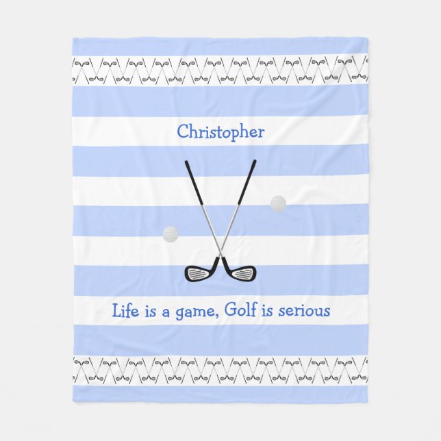 Blåvita golfklubbar, personlig fleecefilt (Framsidan)