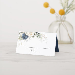 Blåvita gröna gröna Bröllop-platskort för blommigt Placeringskort