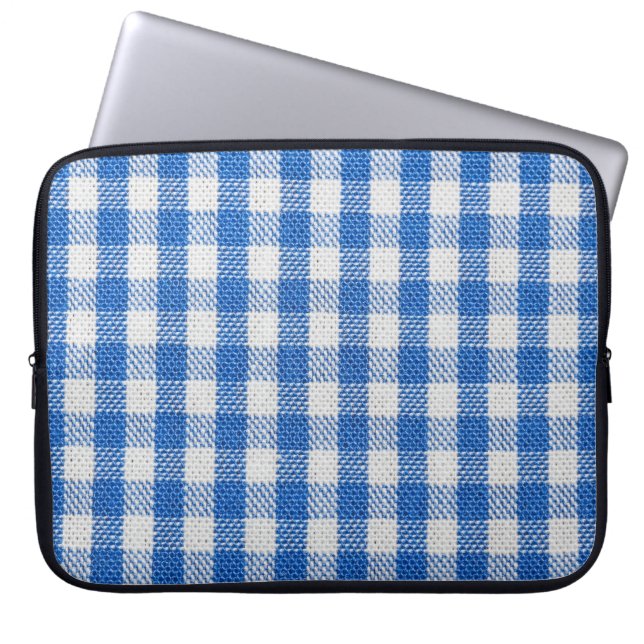 Blåvita inklädda matkläder. laptop fodral (Framsidan)