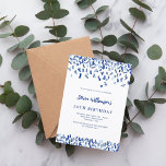 Blåvita konetti manar-lyxen från daggflottan inbjudningar<br><div class="desc">En modern elegant och inbjudan. En vit bakgrund dekorerad med blå konfetti. Anpassa och lägg till namn och detaljer. Blå text.</div>