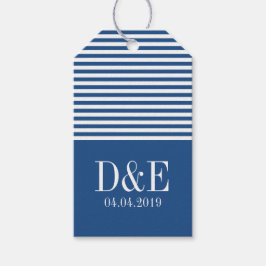 Blåvita märkre för bröllopsgåva från rand presentetikett