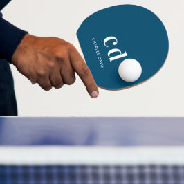Blåvita monogram initails namn minimalistisk pingisracket