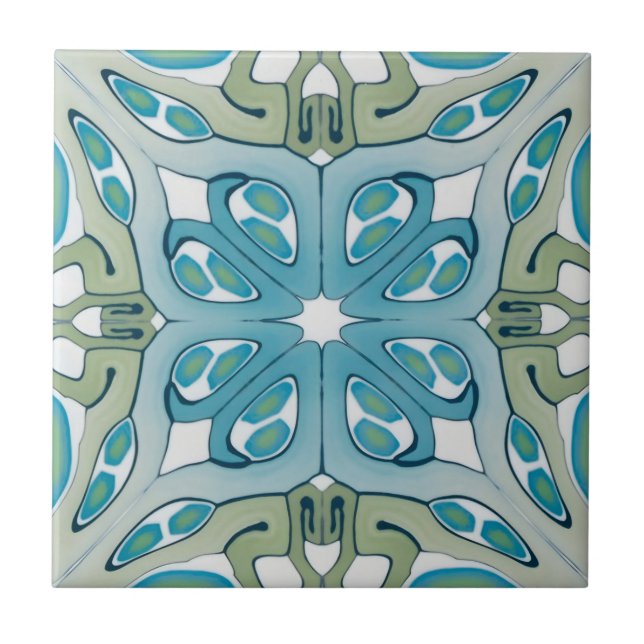 Blåvita och vita delikata plattor kakelplatta (Framsidan)