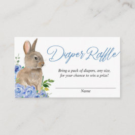 Blåvita raffkort med påskhare blommigt tilläggskort