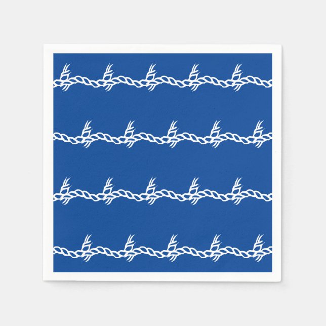 Blåvita vinkara nautiska repor party pappra blöjor pappersservett (Framsidan)