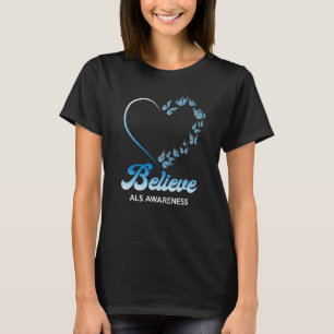 Blåvitbutterflies Heart Tro ALS Medveten T Shirt