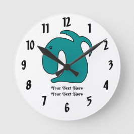 Blåvitfisk Rund Klocka