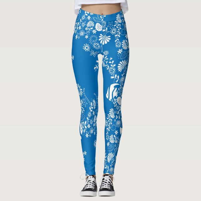 Blåvithav Life Mönster Leggings (Framsida)