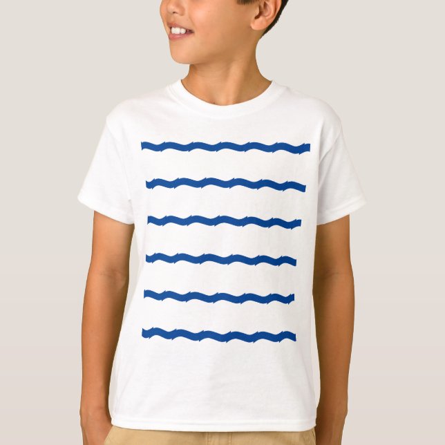 Blåvithav vinkara rand sjön mönster t shirt (Framsida)