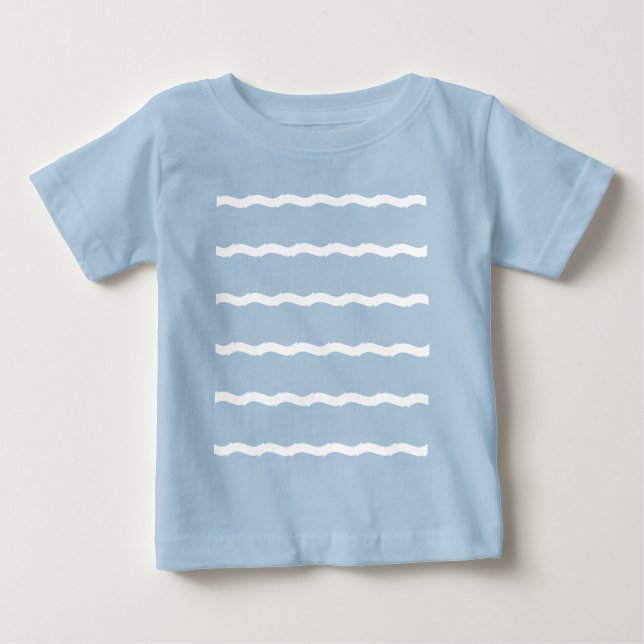 Blåvithav vinkara rand sjön mönster t shirt (Framsida)