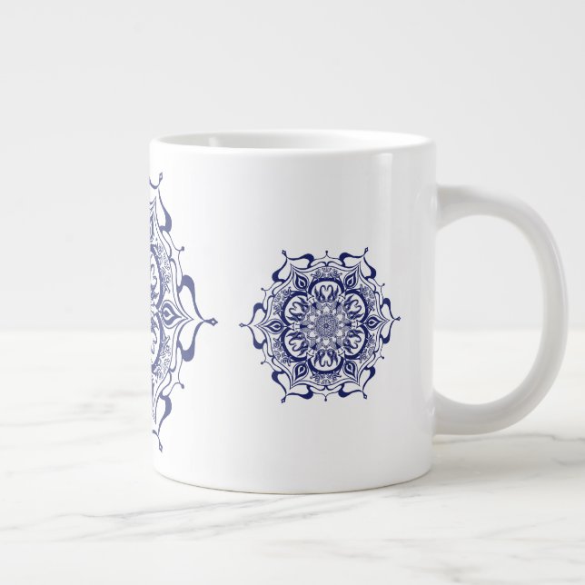 Blåvitling mandala Mugg Jumbo Mugg (Höger)