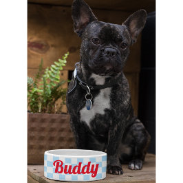 Blåvitschaktad Hund Puppy Cat Namn Retro Food