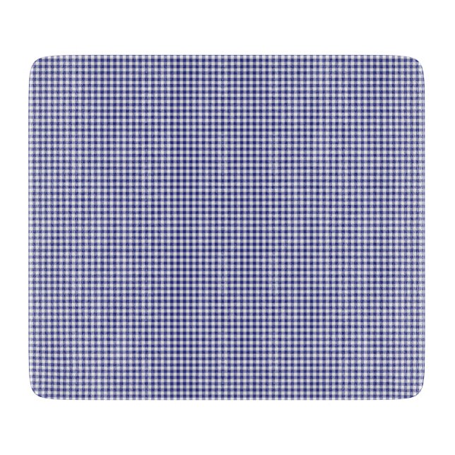 Blåvitt Gingham-6 x 7 GLASS CUTTING BOARD (Framsidan)