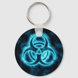 Blåvitt glödBiohazardsymbol Keychain Nyckelring