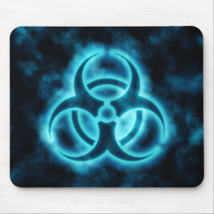 Blåvitt glödBiohazardsymbol Mousepad Musmatta