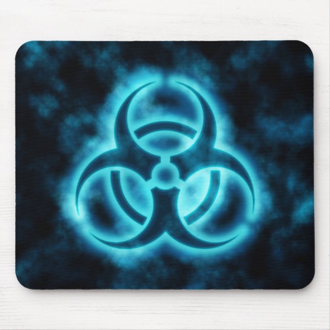 Blåvitt glödBiohazardsymbol Mousepad Musmatta (Framsidan)