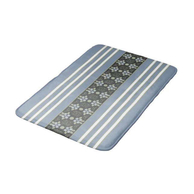 Blåvitt Grått och Grönt Badrumsmatta (Vinklad)