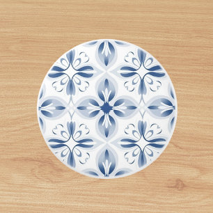 Blåvitt klassiskt blommönster knopp