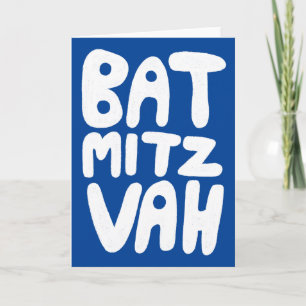 Blåvitt kort för bat mitzvah Anpassade