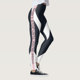 Blåvitt och rosa, geometriskt rand leggings
