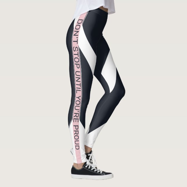 Blåvitt och rosa, geometriskt rand leggings (Höger)