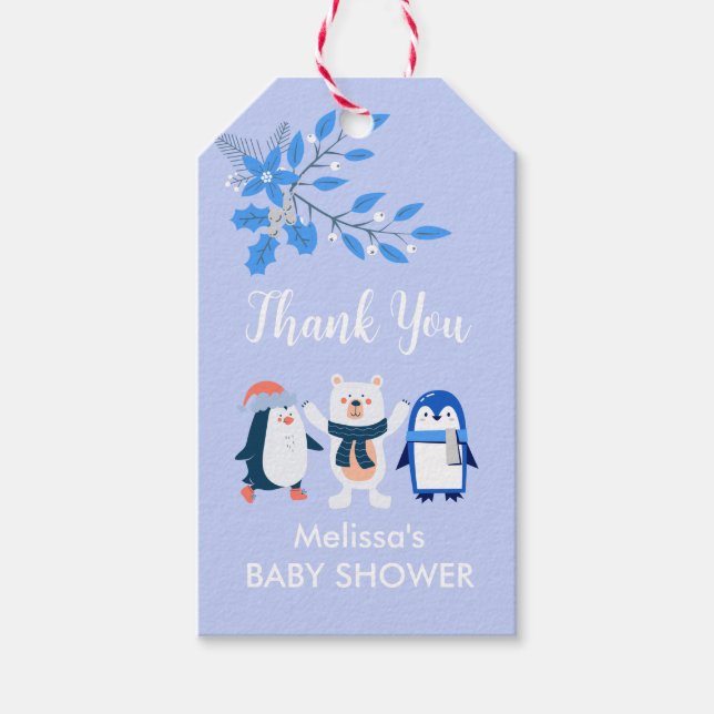 Blåvvrastpingviner med polar presentetikett (Framsidan)