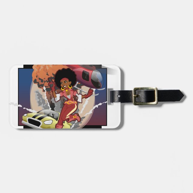 blaxploitation afro spion bagagebricka (Horisontell Framsida)