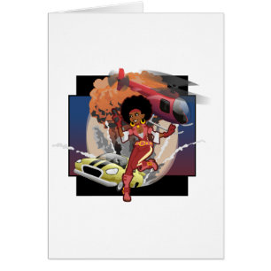 blaxploitation afro spion hälsningskort