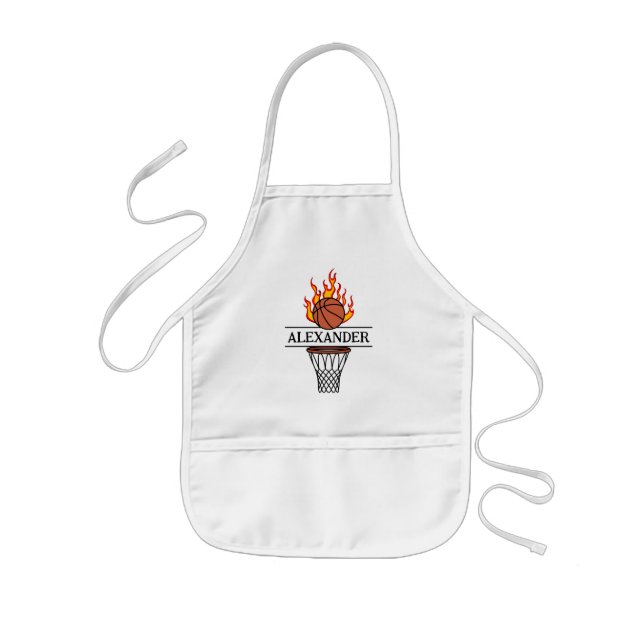 Blaze på! Personlig Fire Basketball Kids Apron Barnförkläde (Framsidan)