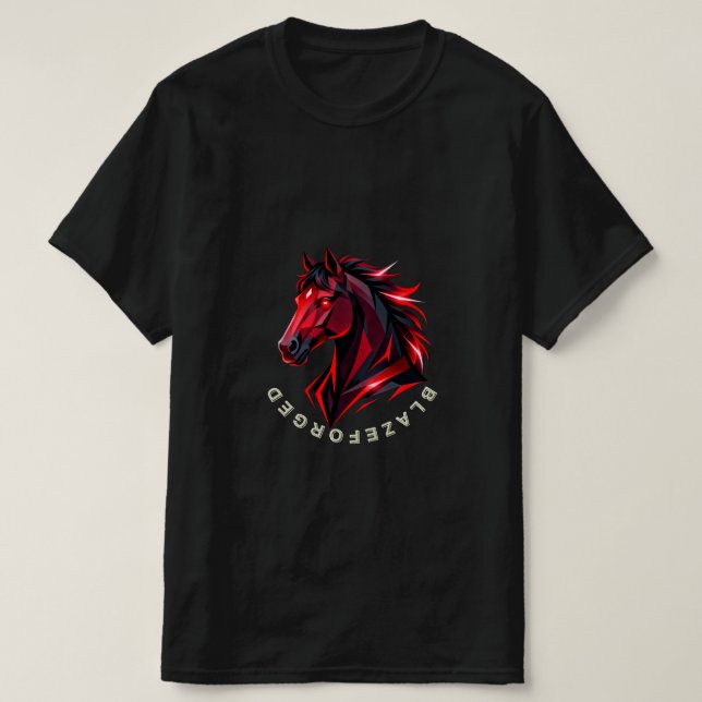 Blazeforge | Röd Geometrisk Häst T-Shirt (Design framsida)