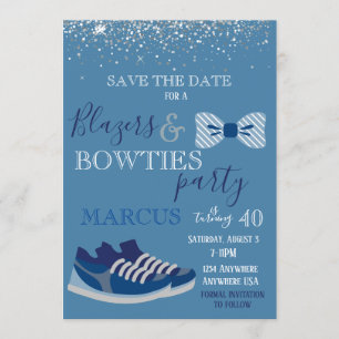 Blazers & bowties Party Manar 40, 50 Spara datumet Inbjudningar