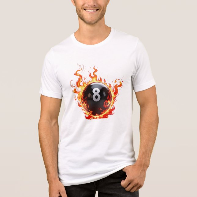 Blazing 8 Boll - Fiery Bassäng Boll Illustration T Shirt (Framsida)
