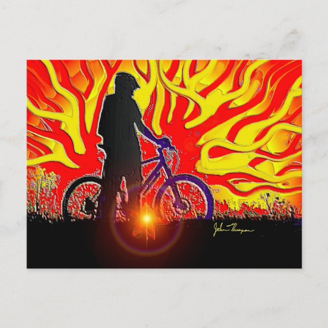 Blazing Bike Rider-vykort Vykort (Framsida)