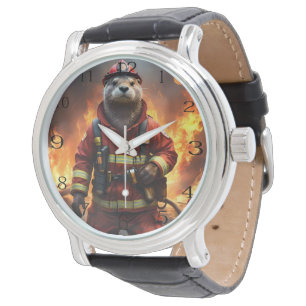**"Blazing Bravery: Otter Firefighter"** Armbandsur